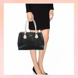 Kate Spade Black Leather Tote with Magnetic Snap Tab Closure